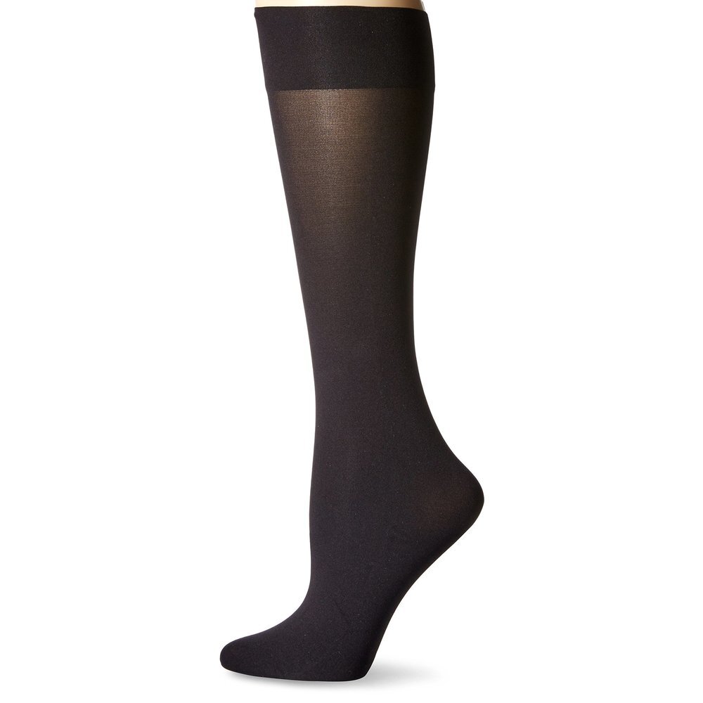 HUE Women's Soft Opaque Knee High, Black, Size 2 (Plus)